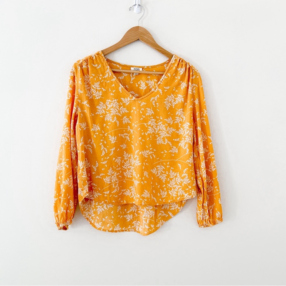 Ana Floral Marigold Peasant Top